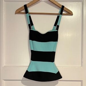 AFRM Black and Aqua Striped Camisole